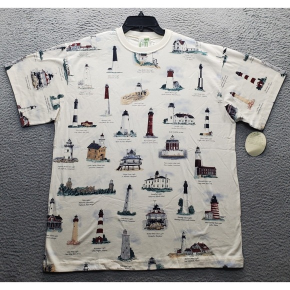 Art Unlimited Other - Art Unlimited T-Shirt Mens XL Multi Lighthouse Nautical Print Crew Neck Pullover
